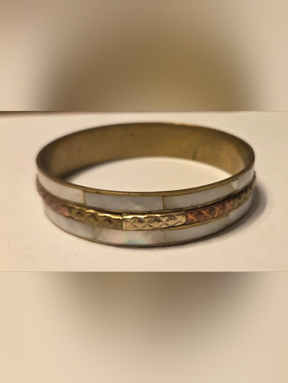 Vintage Mother-of-Pearl Inlay Bangle Bracelet